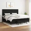 Image de vidaXL Sommier à lattes de lit avec matelas Noir 200x200 cm Tissu
