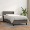 Image de vidaXL Sommier à lattes de lit avec matelas Gris 90x200 cm Similicuir