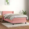 Image de vidaXL Sommier à lattes de lit avec matelas Rose 90x190 cm Velours