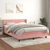 Image de vidaXL Sommier à lattes de lit avec matelas Rose 140x190 cm Velours