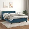 Image de vidaXL Sommier à lattes de lit et matelas Bleu foncé 140x200cm Velours