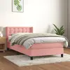 Image de vidaXL Sommier à lattes de lit avec matelas Rose 90x200 cm Velours