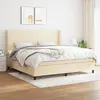Image de vidaXL Sommier à lattes de lit avec matelas Crème 200x200 cm Tissu
