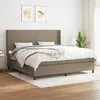 Image de vidaXL Sommier à lattes de lit avec matelas Taupe 200x200 cm Tissu