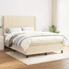 Image de vidaXL Sommier à lattes de lit avec matelas Crème 140x190 cm Tissu