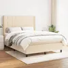 Image de vidaXL Sommier à lattes de lit avec matelas Crème 140x200 cm Tissu