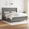 Image de vidaXL Sommier à lattes de lit avec matelas Gris foncé 160x200cm Tissu