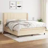 Image de vidaXL Sommier à lattes de lit avec matelas Crème 160x200 cm Tissu