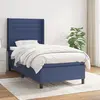 Image de vidaXL Sommier à lattes de lit avec matelas Bleu 90x190 cm Tissu