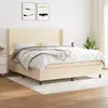 Image de vidaXL Sommier à lattes de lit avec matelas Crème 160x200 cm Tissu