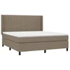 Image de vidaXL Sommier à Lattes de Lit avec Matelas, Lit Rembourré, Lit Double, Lit Adulte de Chambre à Coucher Intérieur, Moderne, Taupe 180x200 cm Tissu