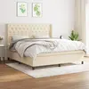 Image de vidaXL Sommier à lattes de lit avec matelas Crème 160x200 cm Tissu