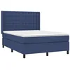 Image de vidaXL Sommier à lattes de lit avec matelas Bleu 140x200 cm Tissu