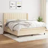 Image de vidaXL Sommier à lattes de lit avec matelas Crème 160x200 cm Tissu