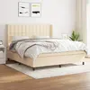 Image de vidaXL Sommier à lattes de lit avec matelas Crème 180x200 cm Tissu
