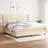 Image de vidaXL Sommier à lattes de lit avec matelas Crème 200x200 cm Tissu