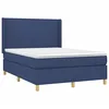Image de vidaXL Sommier à lattes de lit avec matelas Bleu 140x190 cm Tissu