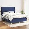Image de vidaXL Sommier à lattes de lit avec matelas Bleu 140x200 cm Tissu
