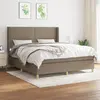 Image de vidaXL Sommier à lattes de lit avec matelas Taupe 180x200 cm Tissu