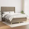 Image de vidaXL Sommier à lattes de lit avec matelas Taupe 140x190 cm Tissu