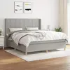 Image de vidaXL Sommier à lattes de lit avec matelas Gris clair 160x200cm Tissu