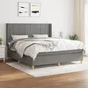 Image de vidaXL Sommier à lattes de lit avec matelas Gris foncé 160x200cm Tissu