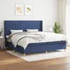 Image de vidaXL Sommier à lattes de lit avec matelas Bleu 200x200 cm Tissu