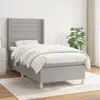 Image de vidaXL Sommier à lattes de lit et matelas Gris clair 90x190 cm Tissu