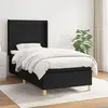 Image de vidaXL Sommier à lattes de lit avec matelas Noir 90x200 cm Tissu