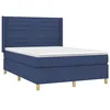 Image de vidaXL Sommier à lattes de lit avec matelas Bleu 140x190 cm Tissu
