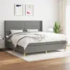 Image de vidaXL Sommier à lattes de lit avec matelas Gris foncé 200x200cm Tissu