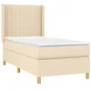 Image de vidaXL Sommier à Lattes de Lit et Matelas, Lit Rembourré, Lit Simple, Lit Adulte de Chambre à Coucher Intérieur, Moderne, Crème 90x190 cm Tissu