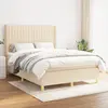 Image de vidaXL Sommier à lattes de lit avec matelas Crème 140x200 cm Tissu