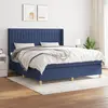 Image de vidaXL Sommier à lattes de lit avec matelas Bleu 180x200 cm Tissu