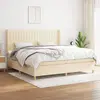 Image de vidaXL Sommier à lattes de lit avec matelas Crème 200x200 cm Tissu