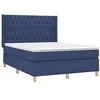 Image de vidaXL Sommier à lattes de lit avec matelas Bleu 140x190 cm Tissu
