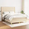 Image de vidaXL Sommier à lattes de lit avec matelas Crème 140x200 cm Tissu