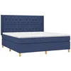 Image de vidaXL Sommier à lattes de lit avec matelas Bleu 160x200 cm Tissu