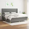 Image de vidaXL Sommier à lattes de lit avec matelas Gris foncé 200x200cm Tissu