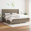 Image de vidaXL Sommier à lattes de lit avec matelas Taupe 200x200 cm Tissu