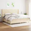 Image de vidaXL Sommier à lattes de lit avec matelas Crème 200x200 cm Tissu