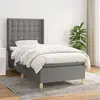 Image de vidaXL Sommier à lattes de lit avec matelas Gris foncé 90x200 cm Tissu