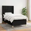 Image de vidaXL Sommier à lattes de lit avec matelas Noir 90x200 cm Tissu