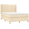 Image de vidaXL Sommier à lattes de lit avec matelas Crème 140x200 cm Tissu