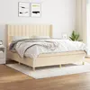Image de vidaXL Sommier à lattes de lit avec matelas Crème 180x200 cm Tissu