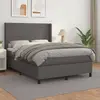 Image de vidaXL Sommier à lattes de lit avec matelas Gris 140x200 cm Similicuir