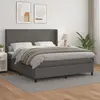 Image de vidaXL Sommier à lattes de lit avec matelas Gris 180x200 cm Similicuir