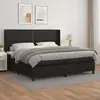 Image de vidaXL Sommier à lattes de lit avec matelas Noir 200x200 cm Similicuir