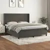 Image de vidaXL Sommier à lattes de lit et matelas Gris foncé 180x200cm Velours