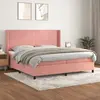 Image de vidaXL Sommier à lattes de lit avec matelas Rose 200x200 cm Velours